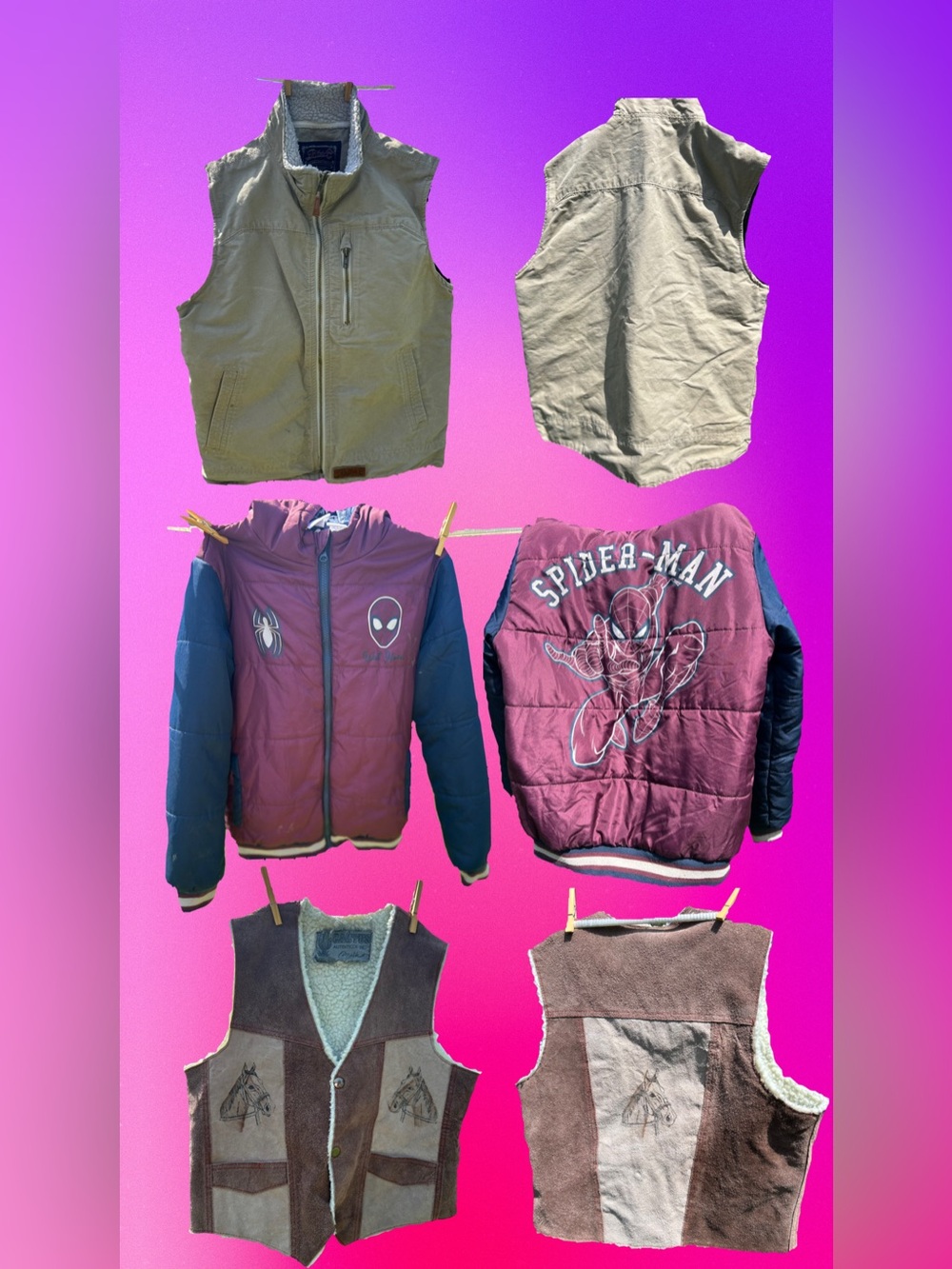 Boys one puffer jacket Youth Large & Two Sherpa lined vests both Youth medium